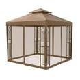 thumbnail image 3 of COOS BAY 8 ft. W x 8 ft. D Brown Outdoor Patio Soft Vented Top Gazebo with Zipped Netting, Corner Shelves, Ceiling Hook, 3 of 10