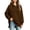 Brown, variant on Drawstring Hood Front Kangaroo Pocket Dual Side Slit Drop Shoulder Oversized Long Pullover Hoodie for Women Spring Fall Casual Daily Tops
