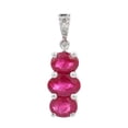 thumbnail image 2 of VRJewels 18 Karat White Gold Three-Stones Oval Cut Ruby Pendant Necklace, 2 of 5
