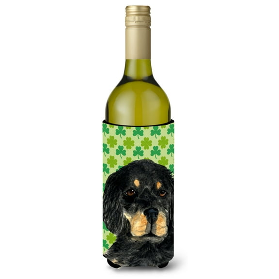 Gordon Setter St. Patricks Day Shamrock Portrait Wine Bottle Hugger