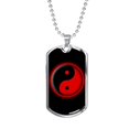 thumbnail image 2 of Yin Yang Chien Tag Collier Noir et Rouge Pendentif en Acier Inoxydable Ou en or 18 Carats 24" Chaîne, 2 of 8