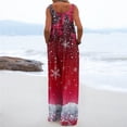 thumbnail image 4 of Women's Christmas Print Wide Leg Overalls - Strapless Tank With Pockets Casual Solid Color Onesie, Dark Red Size L, 4 of 7