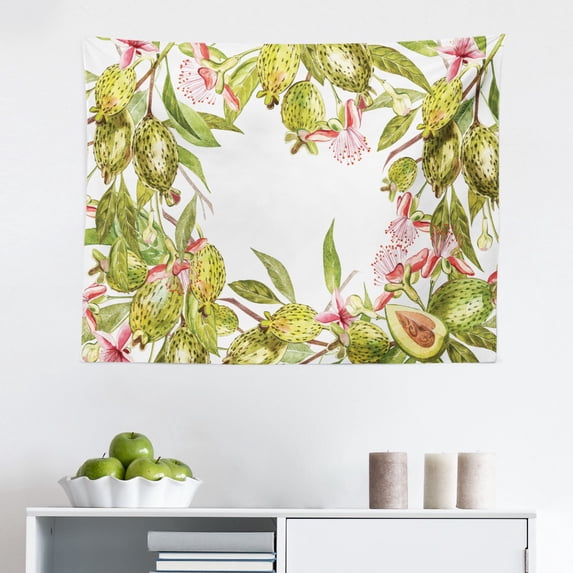 Fruit Tapestry, Vitamin C Pattern of Seasonal Orange Pomegranate Lemon, Fabric Wall Hanging Decor for Bedroom Living Room Dorm, 2 Sizes, Multicolor, by Ambesonne