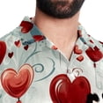 thumbnail image 5 of Valentine's Day Love Men's Short Sleeve Hawaiian Beach Shirts, Casual Printed Button Down Spread Collar Tops, Summer Unisex Style, 5 of 6