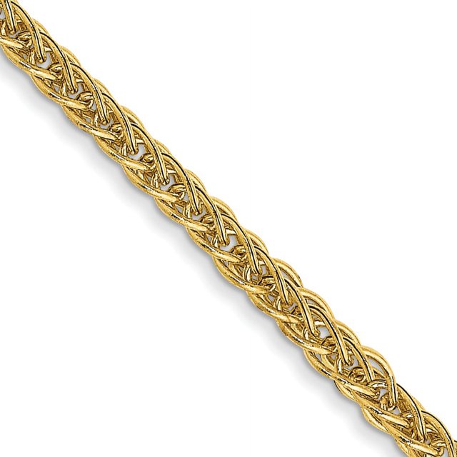 14k Yellow Gold 18 Inch 2mm 3 Wire Wheat Chain Necklace Pendant Charm Spiga