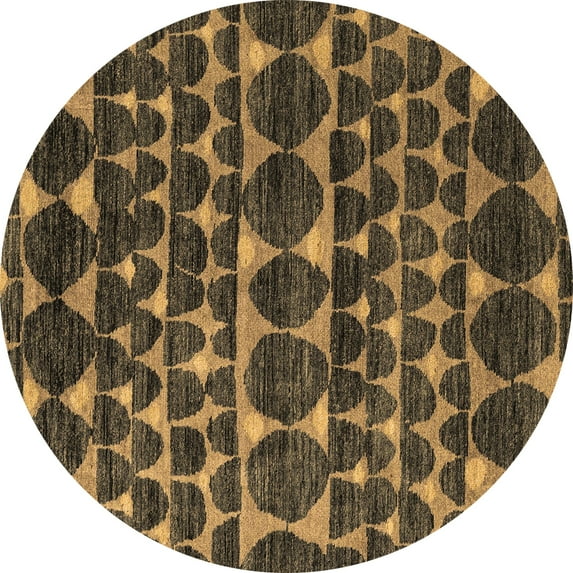 Ahgly Company Indoor Round Abstract Brown Modern Area Rugs, 4' Round