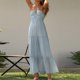 thumbnail image 4 of Vestido Túnica De Verano Vestido maxi ajustado para mujer Estilo elegante Gasa Halter Vestido largo Traje de vacaciones Ygjytge Azul M para Mujer, 4 of 6