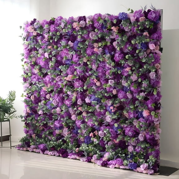 LAMIRO Handmade Roll-Up Fabric Flower Wall, Artificial Flower Wall Backdrop Panels 1.15ftx1.15ft Rose Wedding Backdrop 3D Flower Wall Backdrop for Party Baby Shower Bridal Wedding Background Decor