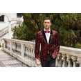 thumbnail image 4 of COOFANDY Men's Red Suits Jacket Velvet Blazer Red Christmas Wedding Smoking Jacket, 4 of 9