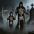 thumbnail image 6 of Skeleton Grim Reaper, Costume Matching Family, Set Hooded Robe Bloody, Skeleton Grim Reaper Costume Matching Family Set Hooded Robe Bloody Bone Print Halloween Outfit for Halloween Party, Men XXL, 6 of 8