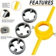 thumbnail image 2 of HUGFEGWE PVC Thread Maker Tool, 6Pcs Pipe Thread Die Kit, Plastic Pipe Round Die Set with 3 Dies 1/2", 3/4" and 1" NPT Die Set Manual Hand Tool for PVC Threading (1set) CJB91-82992, 2 of 7