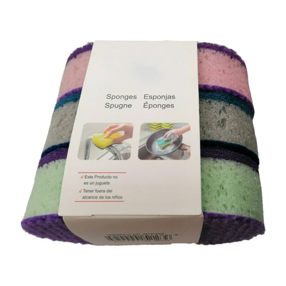 Bfogop Multi-Purpose Scrub Sponges for Kitchen Scrub-it-Non-Scratch Double-Side Double-Effect Microfiber Sponge Along with Heavy Duty Scouring Power-Effortless Cleaning