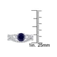 thumbnail image 4 of 1.00 Carat (Ctw) Lab-Created Blue Sapphire Engagement Ring & Bridal Wedding Set with Diamond, 10K White Gold for Women, 4 of 6