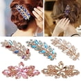 thumbnail image 3 of Trayknick Femmes Mode Fleur Feuille Cristal Strass Cheveux Barrette Clip Épingle à Cheveux Bijoux, 3 of 13