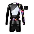 thumbnail image 4 of iiniim Girls Sparkly Gymnastics Leotards 3Pcs Athletic Bodysuit with Tumbling Shorts and Scrunchie Black 6, 4 of 7