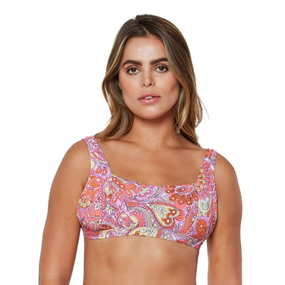 MSRP $56 Jessica Simpson Womens Standard Mix & Match Print Bikini Orange Size XL