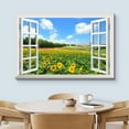 thumbnail image 3 of wall26 Canvas Print Wall Art Window View of Dutch Style Sunflower Field Nature Wilderness Photography Realism Rustic Scenic Colorful Relax/Calm Ultra for Living Room, Bedroom, Office - 16"x24&qu, 3 of 5