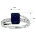 thumbnail image 5 of SuperJeweler 1 3/4 Carat Emerald Shape Created Sapphire and Diamond Ring In Sterling Silver For Women, 5 of 6