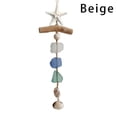 thumbnail image 2 of Floating Wood and Sea Glass Hanging Ornament Coastal Ocean Wall Art for Indoor Home Decoration 10x4 Inch Beige, 2 of 9