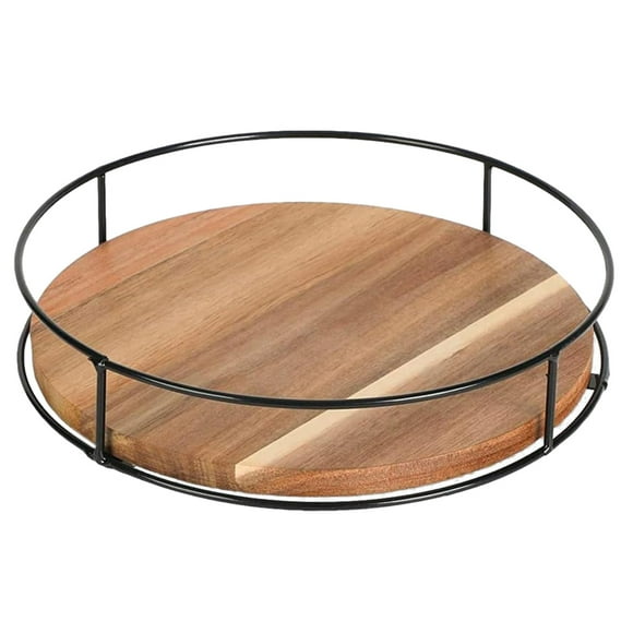 Solid Wood Lazy Susan Turntable, Kitchen Countertop Organizer with Smooth 360° Spinning, Non-slip Feet for Stability, Environmentally Friendly Acacia Wood
