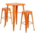 thumbnail image 2 of Flash Furniture Commercial Grade 23.75" Square Orange Metal Indoor-Outdoor Bar Table Set with 2 Square Seat Backless Stools, 2 of 5