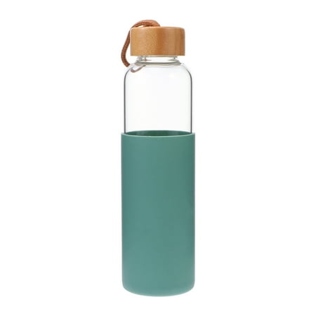 

1pc Outdoor Glass Cup Portable Water Cup Drinking Cup with Bamboo Cover