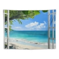 thumbnail image 5 of Shiartex Summer Beach Tapestry, Blue Ocean Sea Tropical Island Palm Tree Seaside Window Scenic View Balcony Nature Scenery Tapestry Wall Hanging for Bedroom  40x30inch, 5 of 6