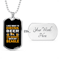 thumbnail image 4 of Bière et Beagle Collier en Acier Inoxydable Ou en or 18 Carats Chien Tag 24" Chaîne, 4 of 8