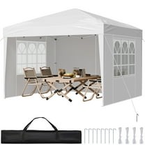 VEVOR Pop Up Canopy, 10 x 10 FT Instant Canopy Portable Gazebo with 3 Sidewalls & 2 Ventilated Windows, Height Adjustable Pop-Up Outdoor Shelter Tent for Events, Patio, Backyard, Party, Parking