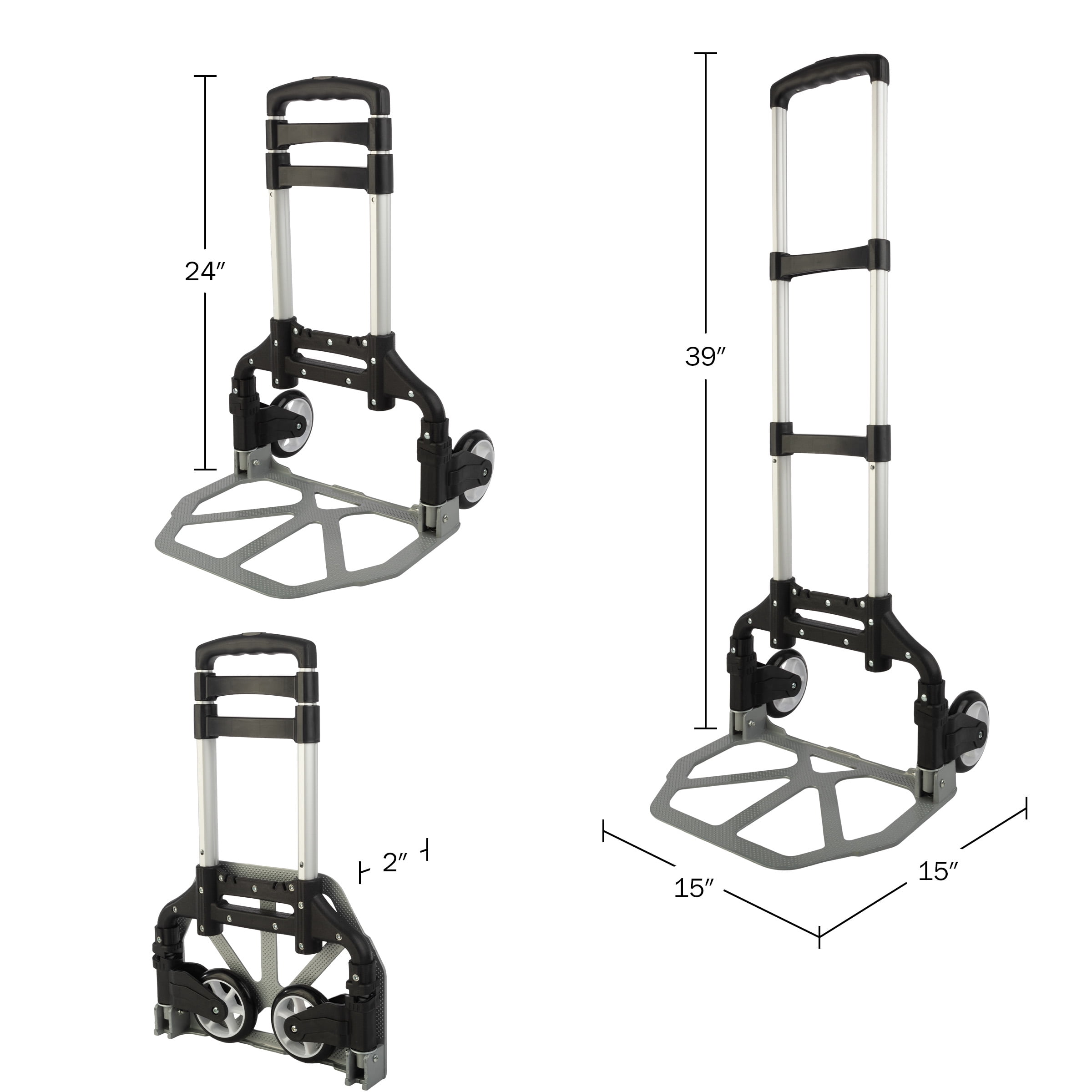 Stalwart Folding Hand Truck Dolly Cart - 154lb Capacity and Telescoping Handle