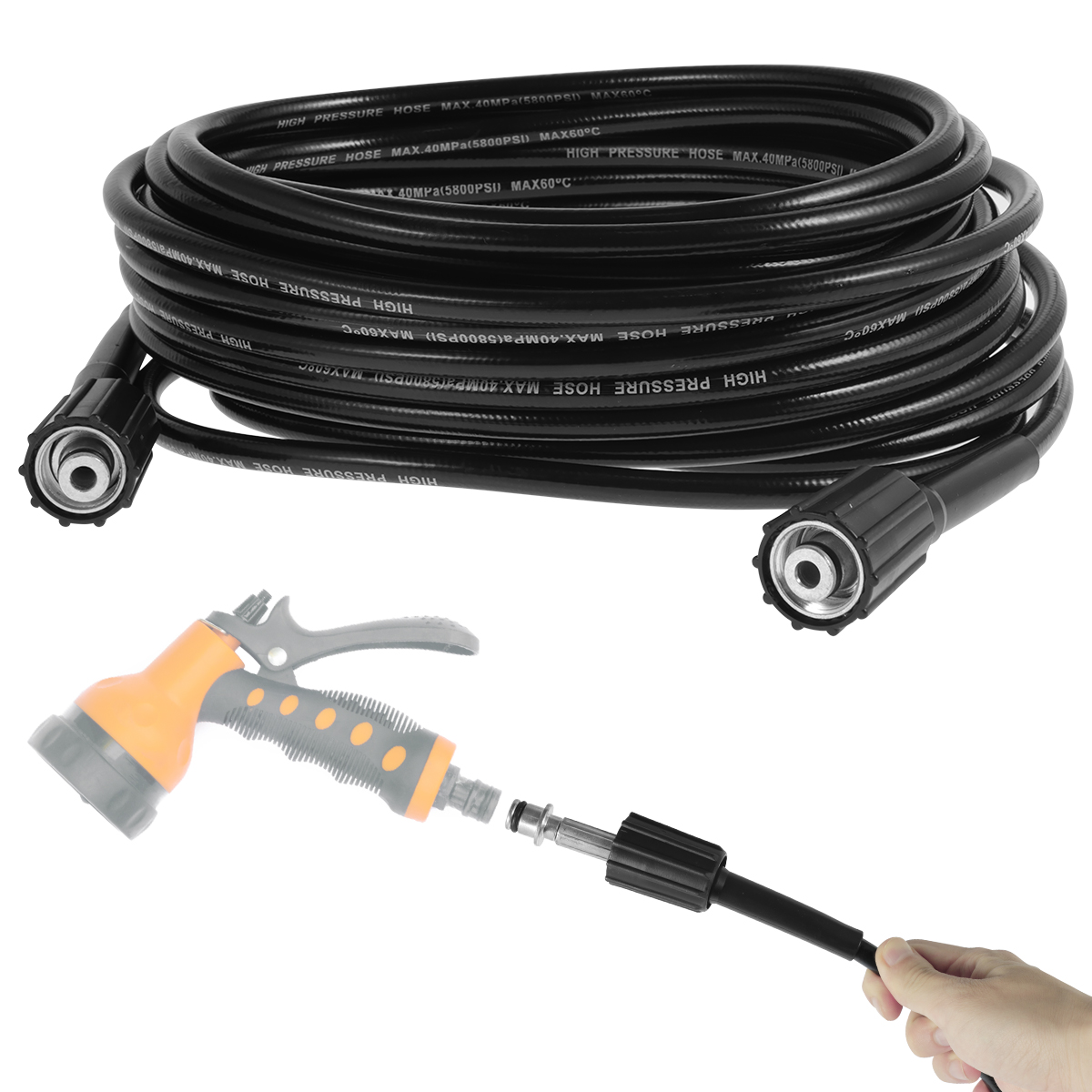 High Pressure Washer Hose 15m/50FT WearResistant M22 Power Washing
