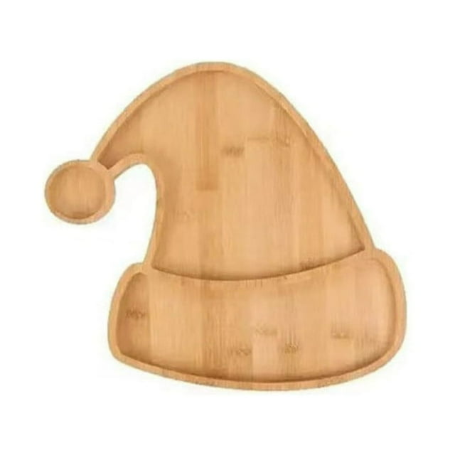 Christmas Tree Wooden Tray Cartoon Hat Elk Shape Rustic Farmhouse Decor Multi-functional Snack Jewelry Fruit Serving Plate Storage Holder