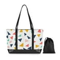 thumbnail image 7 of FORMRS Canvas Laptop Tote Bag for Women with 15.6" Computer Compartments Shoulder Handbag, White Minimalist Triangles, 7 of 7