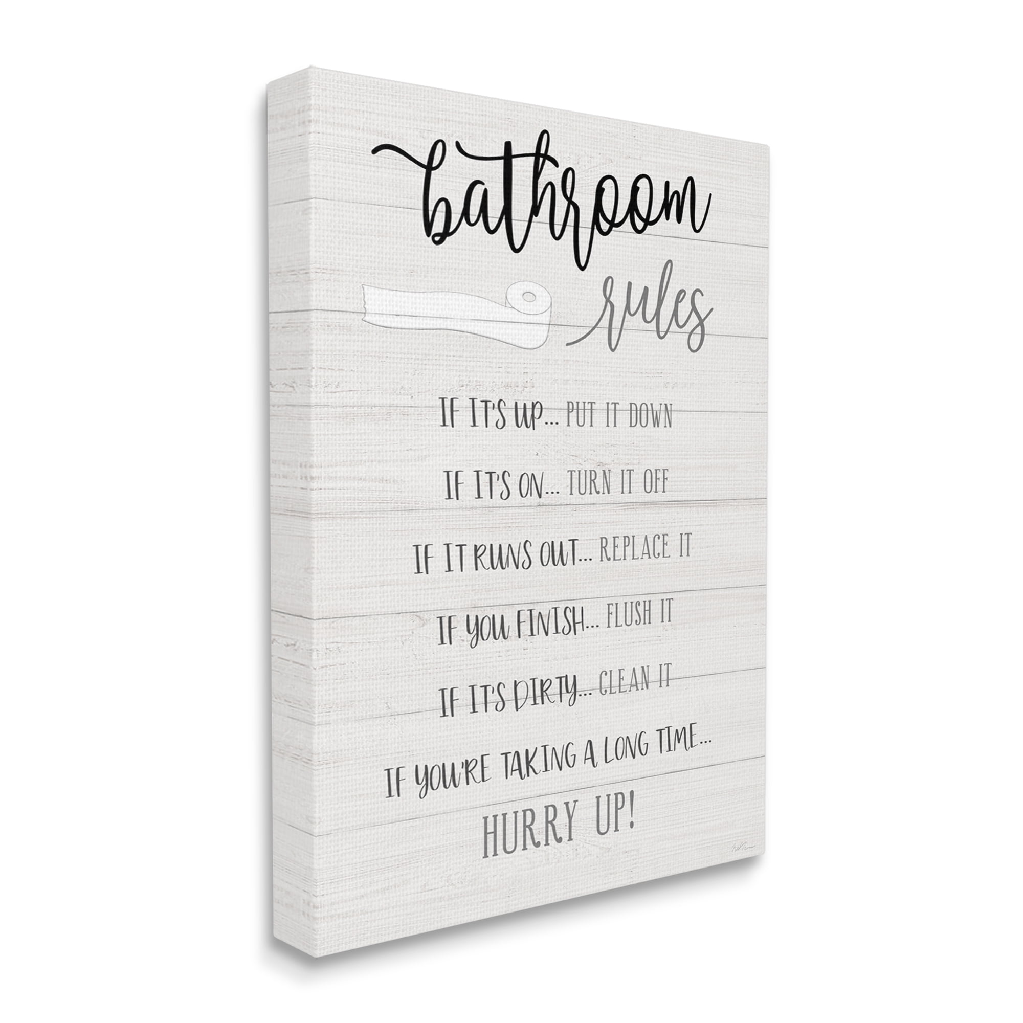 Stupell Industries Bathroom Rules Toilet Paper Sign Country Plank Pattern, 36 x 48, Design by Natalie Carpentieri