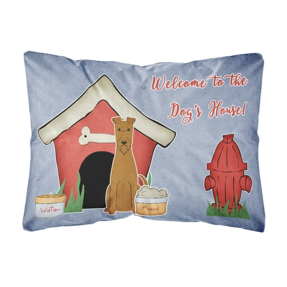 Carolines Treasures BB2816PW1216 Dog House Collection Irish Terrier Canvas Fabric Decorative Pillow  12H x16W multicolor