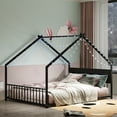 thumbnail image 4 of Full Size House Bed with Roof and Colorful Lights, Metal Bed Frame with Slats and Legs, House Bed for Boy, Girls and Young Teens, No Box Spring Needed (Black), 4 of 8