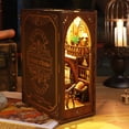 thumbnail image 4 of DIY Book Nook Kit 3D Wooden Puzzle Bookshelf Insert Decor with Sensor Light DIY Miniature Dollhouse Model Kit Creative Educational Bookshelf Insert Bookend Building Kits for Kids Adults, 4 of 10