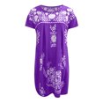 thumbnail image 4 of QIPOPIQ Robe Maxi pour Femme Plage Élégante à Manches Courtes Tendance Décontractée Robes Aguichant d'Été Robe à Volants Imprimé Floral Chandail à Enfiler Robe à Col Rond Offres 2023, 4 of 5