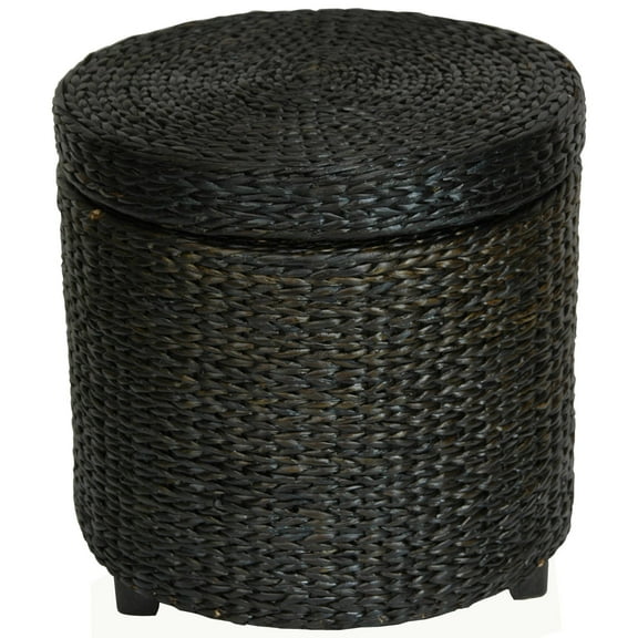 Oriental Furniture Rush Grass Storage Footstool, Storage box, ottoman, 17.5" Diameter x 17" H, Rush Grass, Stool