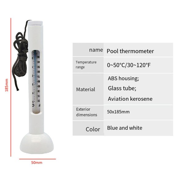 Water Temperature Meter Floating Thermometer with rope for Ice Bath Pond Pool White Smile Home