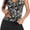 Black Flowers, variant on Womens Two Piece Tankini Swimsuit with Skirt Tummy Control Modest V Neck Ruched Bathing Suit for Beach Vacation