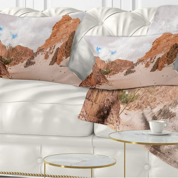 Designart 12" x 20" Brown Polyester Throw Pillow