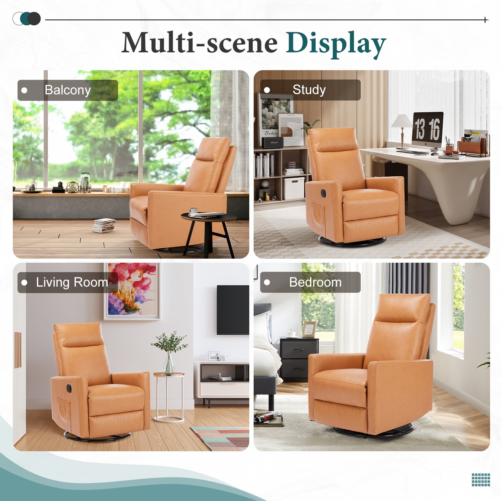 JOINSUN Cozy Swivel Nursery Chair – Silent Gliding Recliner with Footrest, Ideal for Feeding, Cuddling & Napping, Brown