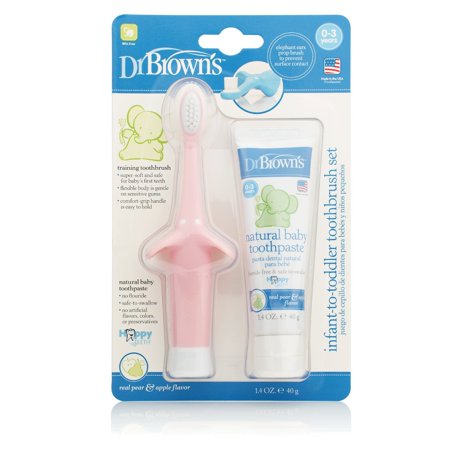 Dr. Brown's Infant Toothbrush and Toothpaste Combo Pack - (Best Toothbrush For 1 Year Old)