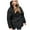 Black, variant on IROINNID Women's Mid-Length Hoodie Puffer Jacket Solid Color Long Sleeve Winter Jacket Warm Overcoat Slim Zipper Thicker Coat Outwear, Army Green