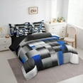 thumbnail image 4 of Manfei Stereoscopic Grid 7-Piece Bedding Comforter Set,Minimalism Geometric Checkered King Bedding Sets,Gray Blue Black Bed Sheets For Girls Boys,Super Cozy Room Decor Reversible, 4 of 9