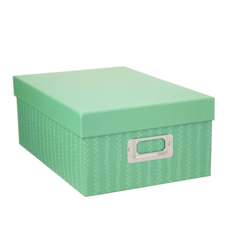 Archival Photo Storage - Decorative Photo Storage Box: Green Stripes