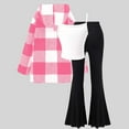 thumbnail image 5 of RTKFRFLM Christmas Girls Outfits Sets Winter Plaid Jacket With Sleeveless Top Flared Pants Outfit Casual 2 Piece Coordinated Toddler Fall Winter Seasons Casual Wear Clothing Sets,Size 7-8 Years, 5 of 7
