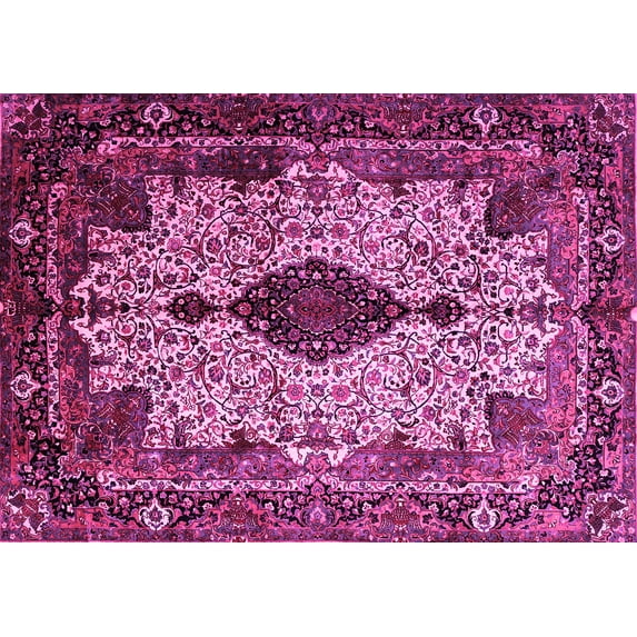 Ahgly Company Indoor Rectangle Medallion Pink Traditional Area Rugs, 7' x 10'