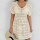 thumbnail image 3 of Vestido de Verano Casual de Moda de Resort de Mujeres Encaje Vestido de Playa con Cordón de Cintura Y Falda Atada con Arco Media Manga Cuello en V Vestido de Verano de las Mujeres, 3 of 5